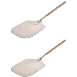 Professional Aluminum Pizza Peel with Wood Handle, Blade 12x14 Inch, 2 Pack