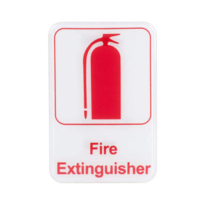 Professional Plastic Fire Extinguisher Sign - Red and White, 9" x 6"