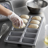 Aluminized Steel 12 Compartment Mini Bread Pan - 3 7/8" x 2 1/2" x 1 5/16" Cavities
