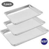 3 Pieces of Professional Aluminum Bun Jelly Roll Baking Pan (18"x13",13"x9", 9"x6")