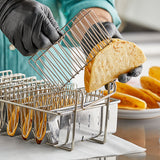 Professional 8-Slot Nickel-Plated Steel Taco Fry Basket with Plastic Handle and Front Hook