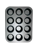 12 Cup 3.5 oz. Non-Stick Carbon Steel Muffin / Cupcake Pan - 10 3/4" x 14"