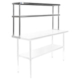 NSF Stainless Steel Commercial 2 Tier Double Overshelf - for Work Table