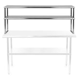 NSF Stainless Steel Commercial 2 Tier Double Overshelf - for Work Table