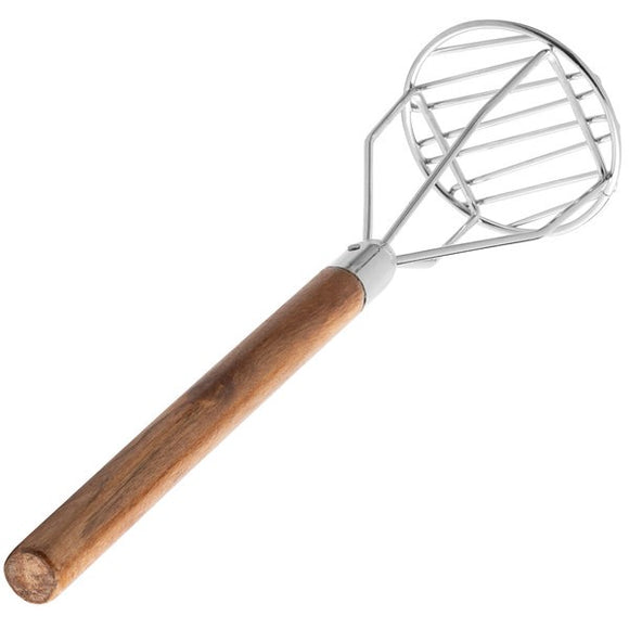 Chrome Plated Potato Masher Wood Handle, Round