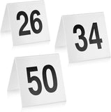 Double Side Plastic Table Number Tents, 1-100, 3" x 3" Inch, White