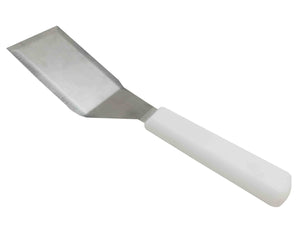 Commercial 4" x 2 3/4" Pancake Solid Turner - White Plastic Handle