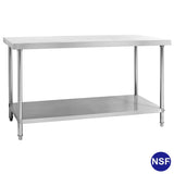 Commercial Stainless Steel Work Table With Bottom Shelf, Straight Edge