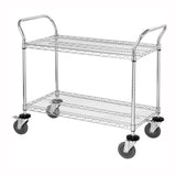 Commercial 2 Tier Shelf Heavy Duty Chrome Wire Utility Cart