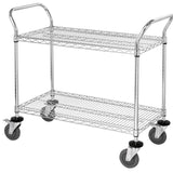 Commercial 2 Tier Shelf Heavy Duty Chrome Wire Utility Cart